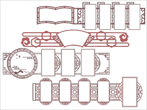 中式元素边框cad施工图