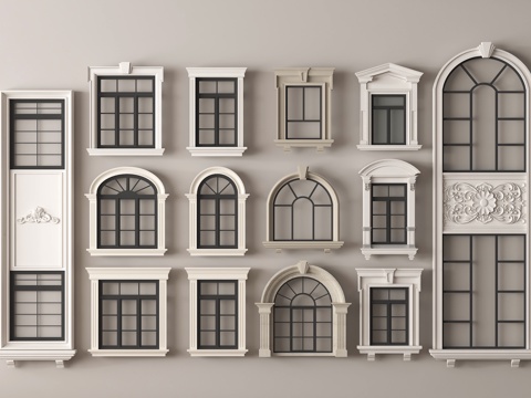 欧式窗户 欧式窗套 欧式窗组合su模型