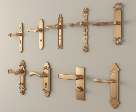 法式门把手 金属拉手su模型