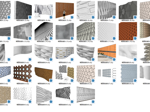 现代墙面装饰面su模型