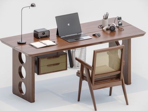 中古风书桌su模型