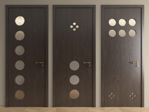 法式中古单开门 卧室门 洞洞门 玻璃门 厨卫门 木门su模型