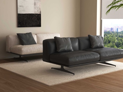 现代双人沙发su模型