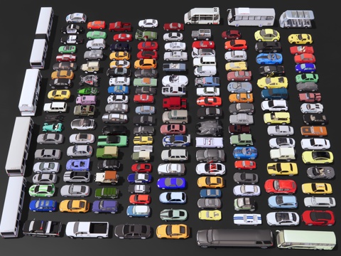 现代汽车 轿车 跑车 客车 货车 大巴车 公交车  面包车su模型