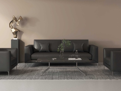 现代沙发组合 沙发茶几 多人沙发 单人沙发 办公沙发 皮质沙su模型