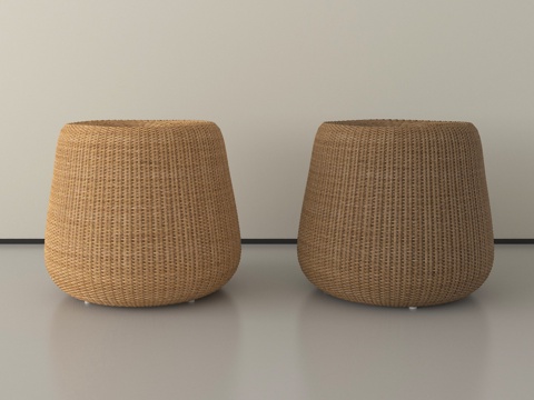 现代藤编脏衣筐su模型