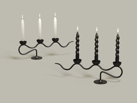 中古风铁艺创意烛台架su模型