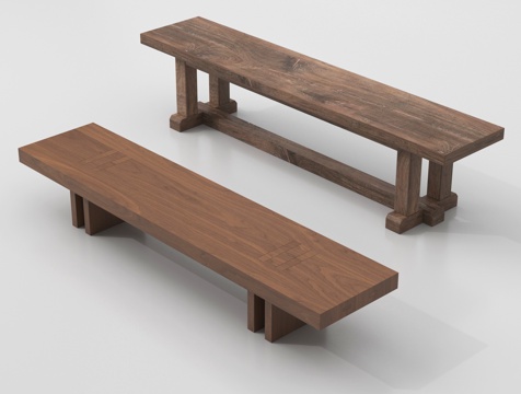 新中式凳子 长条凳 木凳 木板凳su模型