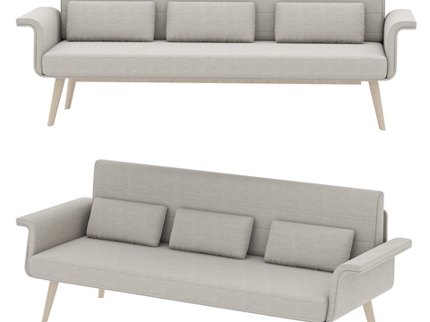 现代三人沙发 接待沙发 休闲沙发 等候沙发 办公沙发 皮质沙su模型