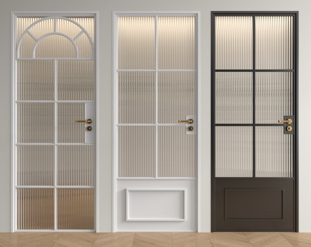 法式单开门 厨卫门 玻璃门su模型