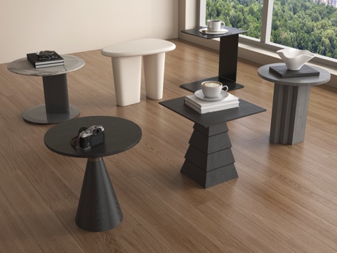 现代边几组合 角几 异形边几su模型