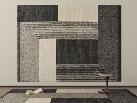 现代长方形地毯su模型