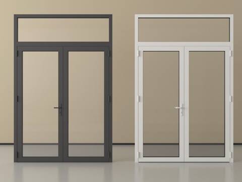 现代双开门玻璃门 阳台门su模型