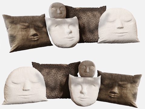  现代侘寂脸型装饰抱枕3d模型 