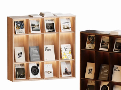 现代开放书柜su模型