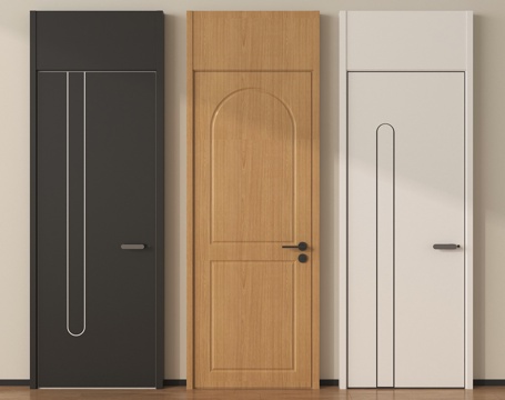 现代单开门 卧室门实木门 烤漆门平开门su模型