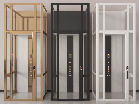 现代电梯间 升降梯 升降按钮su模型