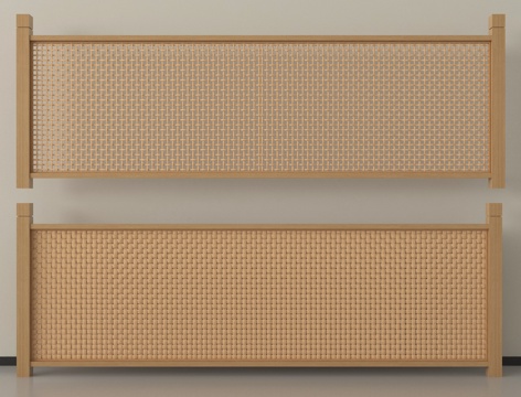 新中式藤编木护栏su模型