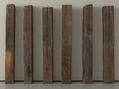 现代柱子 老木头柱子 木板 木梁su模型