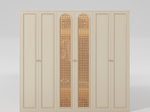  现代奶油风衣柜3d模型 