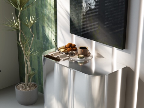 现代意式玄关柜 意式装饰柜 意式极简边柜 现代意式极简边柜su模型