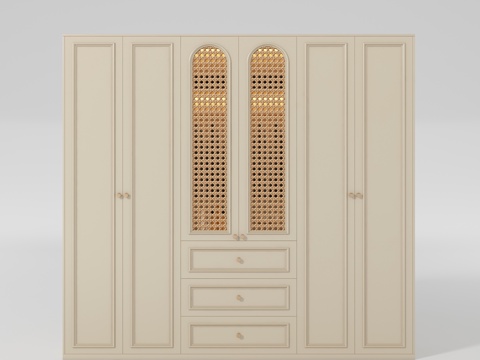  现代奶油风衣柜3d模型 