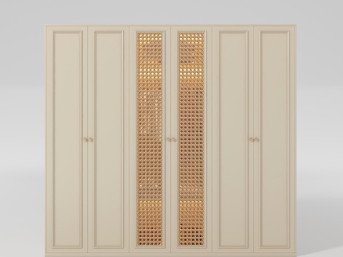  现代奶油风衣柜3d模型 