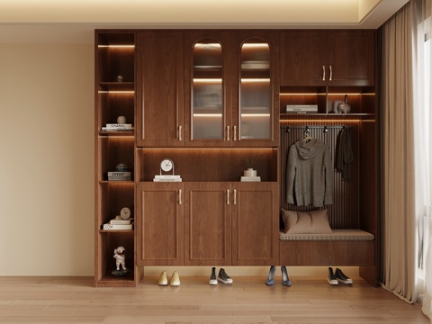 中古风鞋柜su模型