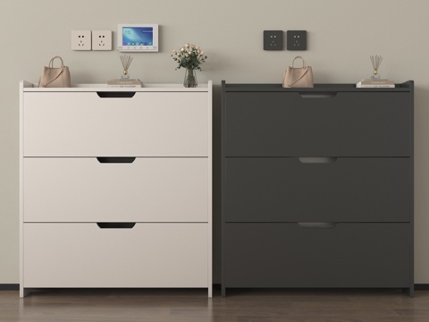 现代鞋柜 玄关柜 装饰柜 矮柜 摆件su模型