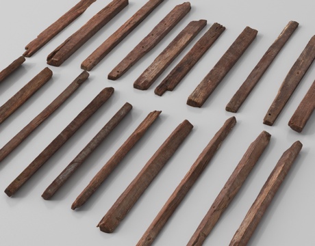 现代柱子 老木头柱子 木板su模型