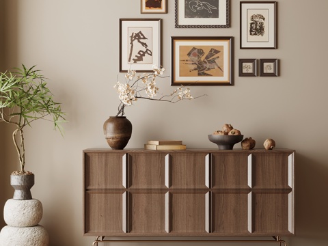 中古风玄关柜 端景柜su模型