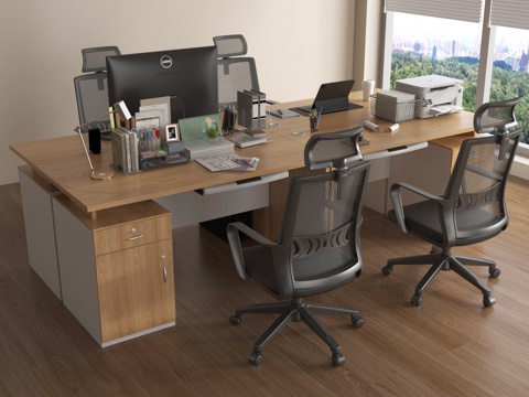 现代办公桌椅 职员工位 电脑 公共办公区su模型