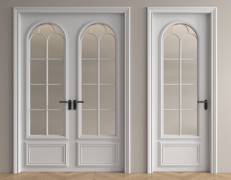 法式单开门 双开门 厨卫门 阳台门 玻璃门su模型