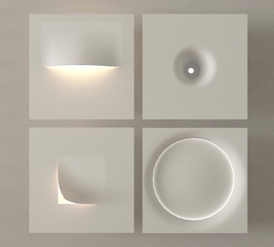 现代石膏灯 极简石膏灯 内嵌式石膏灯 壁灯su模型