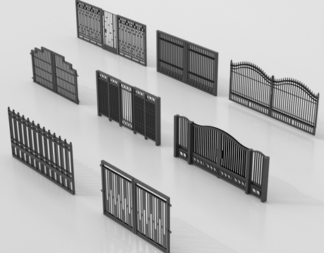 现代庭院门 院落大门 别墅大门 铁艺大门su模型