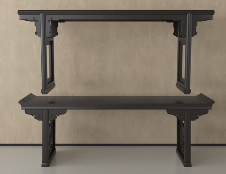 新中式条案 端景条案 端景柜 玄关台su模型