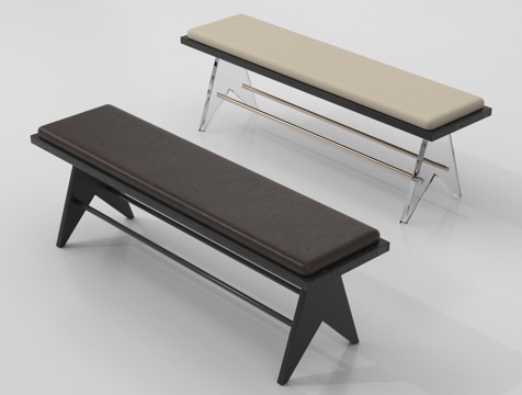 现代简约凳子 长凳 木凳 床尾凳 换鞋凳su模型