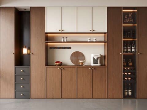 中古风酒柜 餐边柜su模型