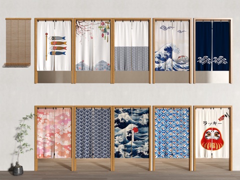 门帘 拉帘 厨房门帘 茶馆门帘 布艺su模型