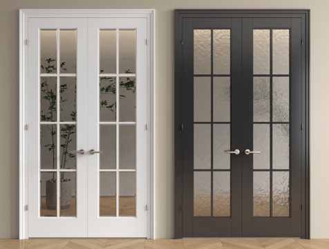 法式双开门 厨卫门 阳台门 玻璃门su模型