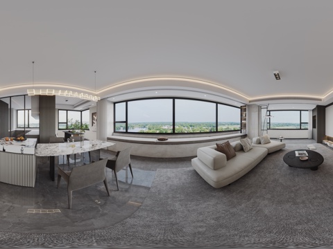  现代轻奢全景客餐厅 