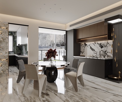 现代餐厅su模型