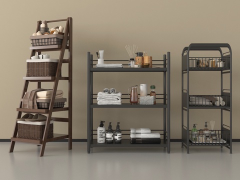 现代置物架 卫浴用品 金属陈列架su模型