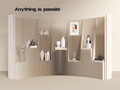 客厅隔断 玄关屏风 软屏风 移动隔断 抽拉置物架 推拉隔断su模型