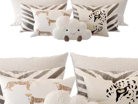 奶油风儿童床品su模型