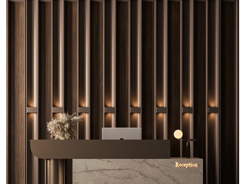  现代轻奢极简前台 接待台3d模型 