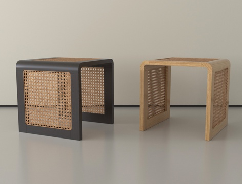 侘寂风藤编椅 休闲椅su模型