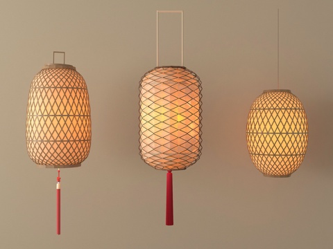 新中式灯笼 装饰灯su模型