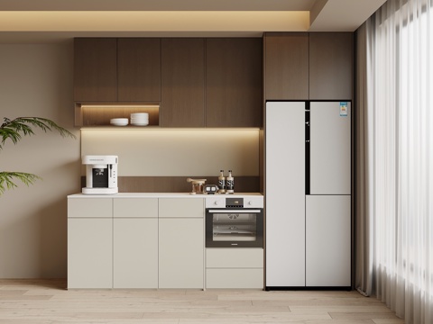 中古风酒柜 餐边柜su模型