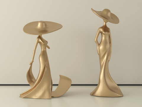 现代装饰摆件  人物雕塑su模型